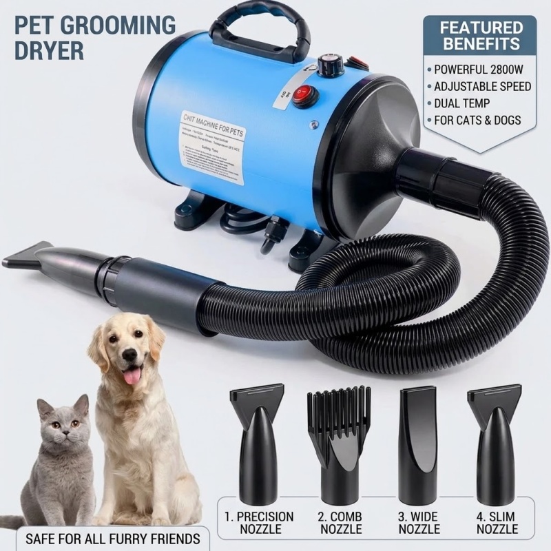 Hair Blow Dryer Low Noise Powerful - Asciugacapelli per Animali Domestici, Soffiatore per