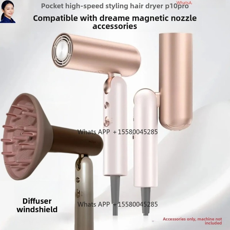 Hair Dryer With Magnetic Nozzles Diffusers - Adatto per l'asciugacapelli tascabile pieghevole DREAME