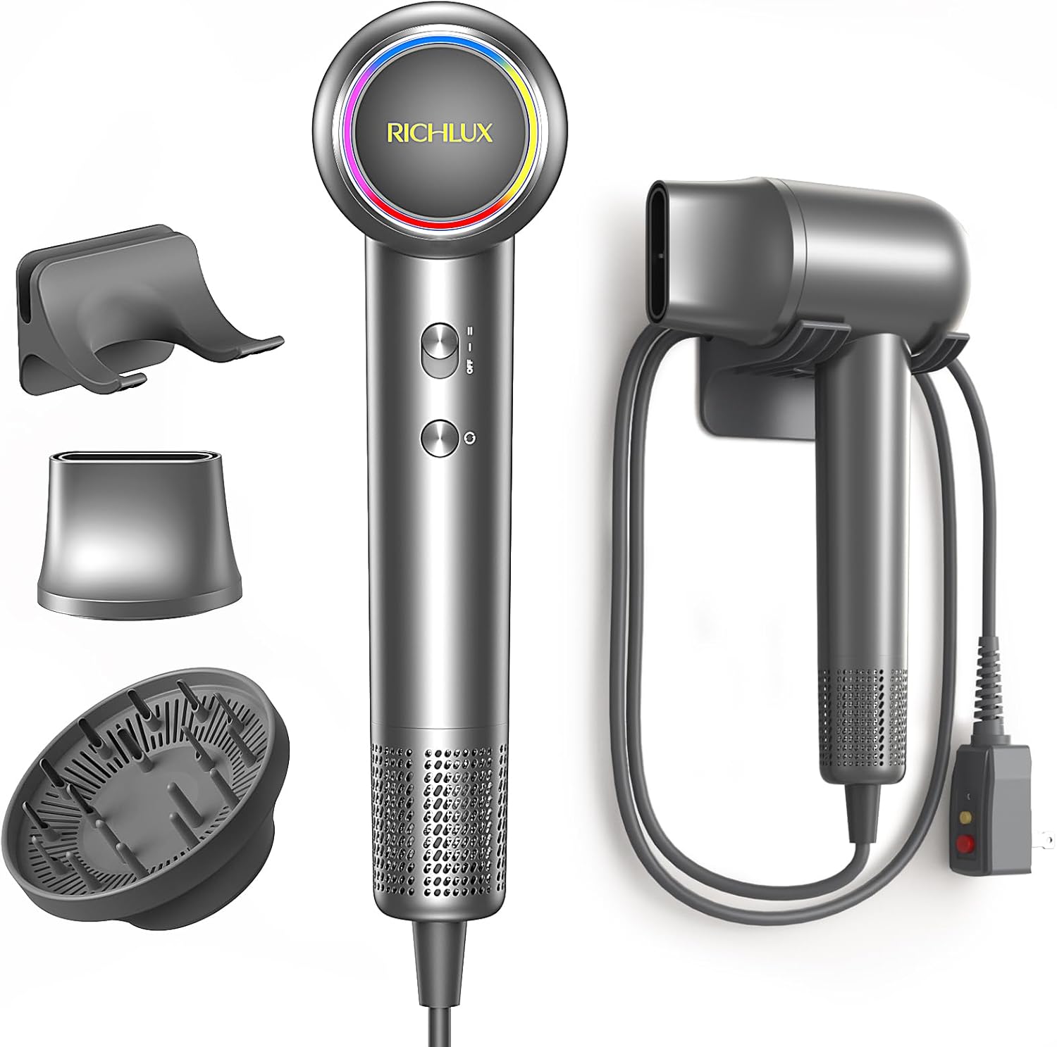 Hair Dryer With Magnetic Nozzles Diffusers - Asciugacapelli Ionico ad Alta Velocità 160.000