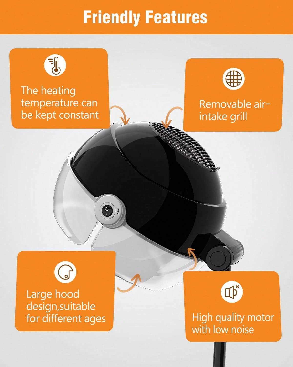 Asciugacapelli con cappuccio i - Ionic Bonnet Hood Hair Dryer Stand recensione e prezzo